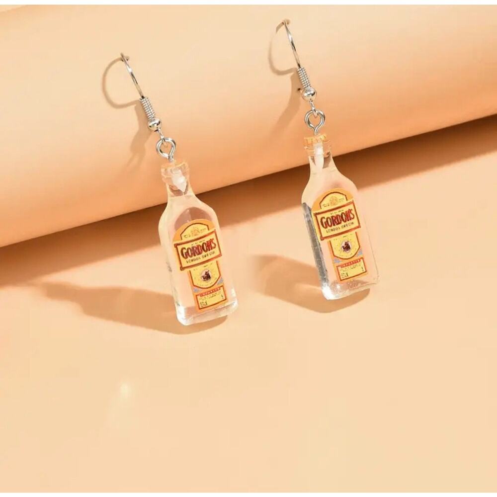 Mini Brand Style Trendy Gordan’s Vodka Bottle Drop Food Drink Earrings